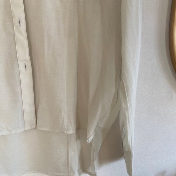 James Perse semi-sheer silk blend boxy relaxed fit oversized button down blouse - Picture 12 of 15